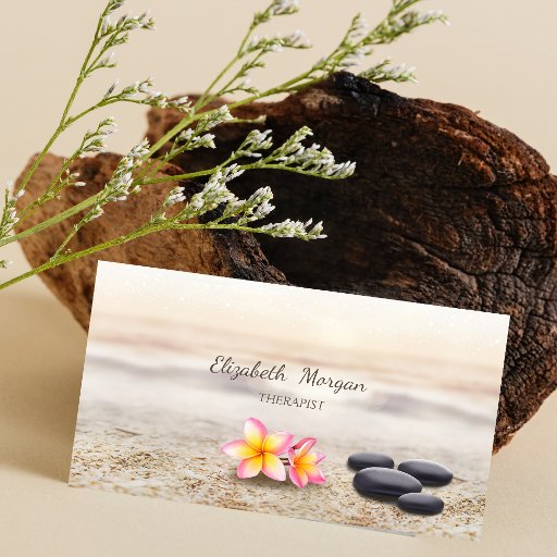 Customizable Psychologist Therapist Zen Stones,Flowers Business Card
