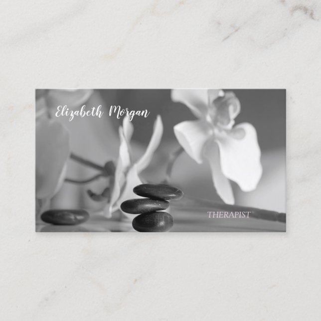 Psychologist Therapist Zen,Stones, Orchid Business Card (Front)