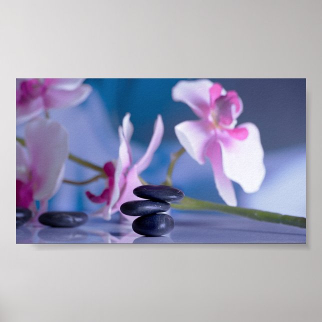 Psychologist Therapist Zen Stones, Orchid Poster (Front)