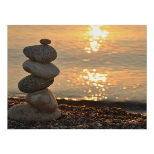 Psychologist Therapist Zen Stones Sunset Beach Poster