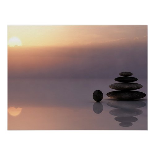 Psychologist Therapist Zen Stones Sunset Yoga Poster