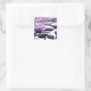 Psychologist Therapist Zen Stones,Violet Lotus  Square Sticker