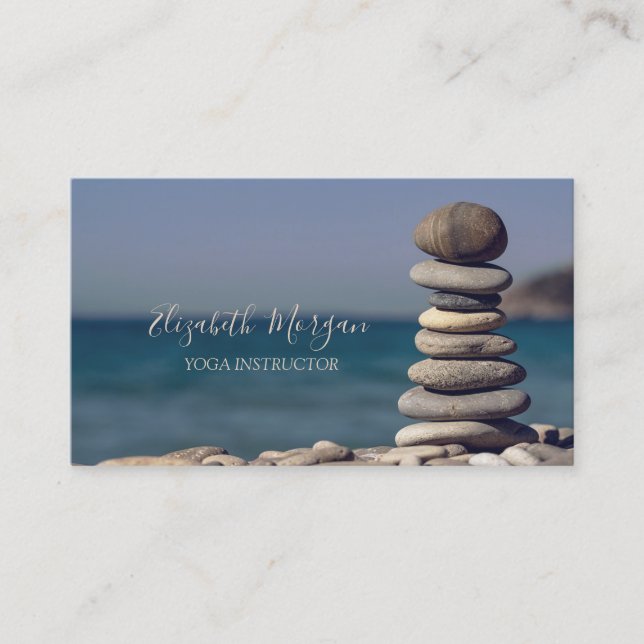 Psychologist Therapist Zen Stones,Yoga Instructor Business Card (Front)