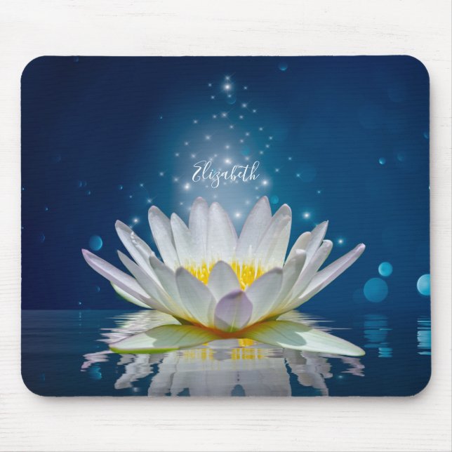 Psychologist Therapist Zen,White Lotus Flower Blue Mouse Pad (Front)
