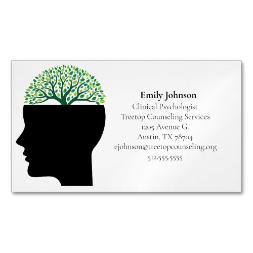 Psychologist Therapy Modern Counseling Office Tree Business Card Magnet