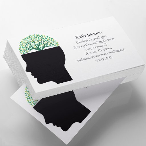 Customizable Psychologist Therapy Tree Mindfulness Counselor Business Card