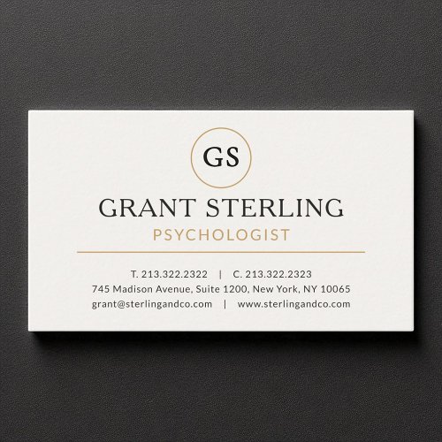 Psychologist White Gold Modern Elegant Luxury Business Card
