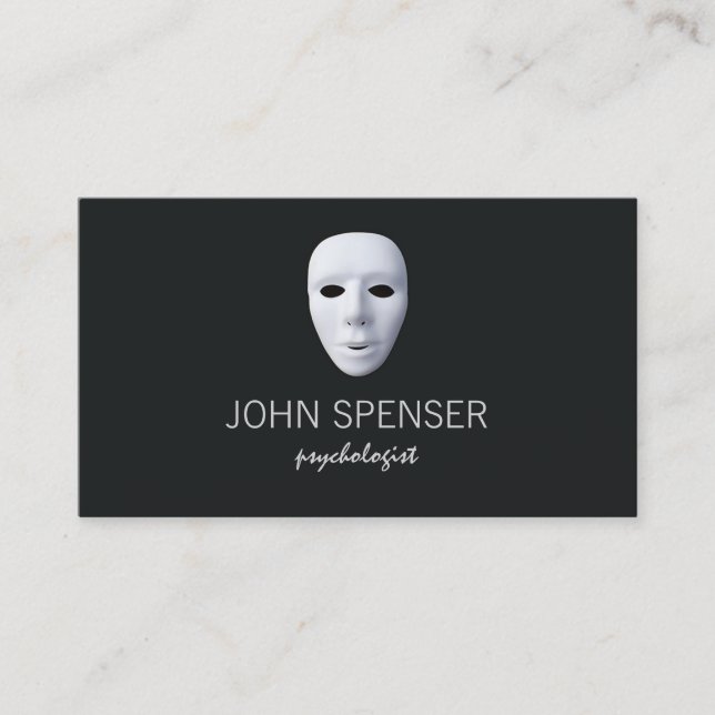 Psychologist White Poker Face Business Card (Front)