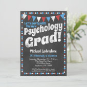 Psychology Graduation Party Invitation Red Blue (Standing Front)