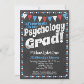 Psychology Graduation Party Invitation Red Blue (Front)
