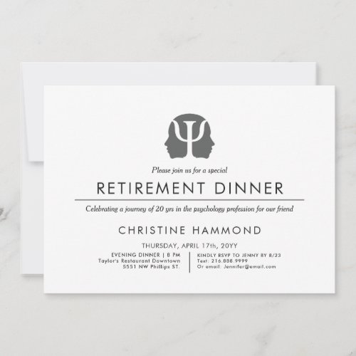 Psychology Retirement Dinner  Minimal Style Invitation