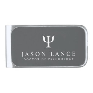 Psychology Symbol Custom Name Silver Finish Money Clip