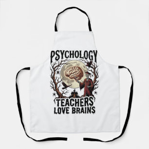 Psychology Teacher Halloween Brain Lover Gothic Sh Apron