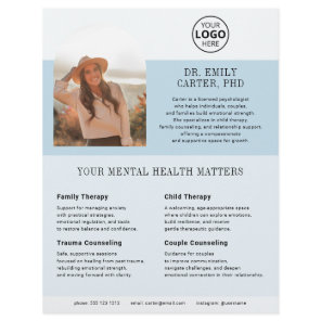 Psychology Therapy Logo Photo Blue Flyer