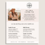 Psychology Therapy Logo Photo Blush Flyer<br><div class="desc">Showcase your mental health practice with this elegant, fully customizable flyer—perfect for psychologists, therapists, and counselors. The soft blush tones and minimalist design convey warmth and trust, while the structured layout highlights your expertise with clarity and professionalism. Add your logo and photo to build immediate connection, and use the featured...</div>