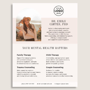 Psychology Therapy Logo Photo Blush Flyer