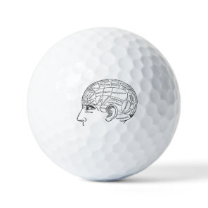 Psychology vintage phrenology psychiatry brain  golf balls