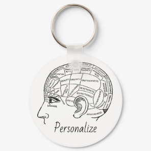 Psychology vintage phrenology psychiatry brain  keychain