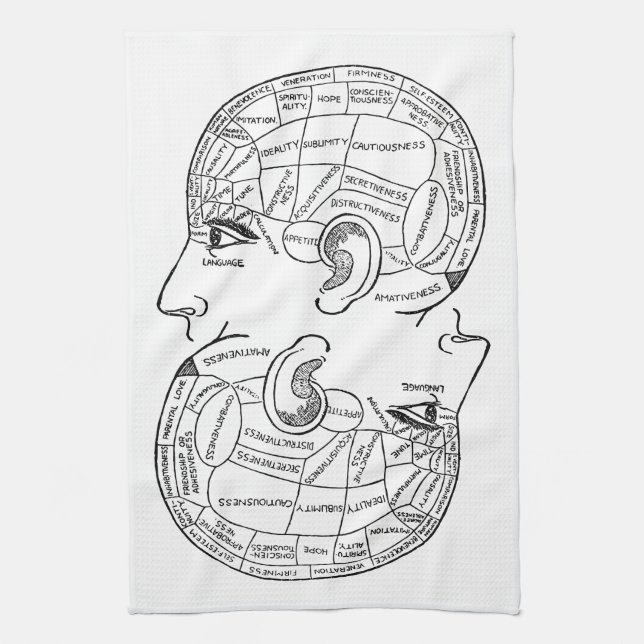 Psychology vintage phrenology psychiatry brain  kitchen towel (Vertical)