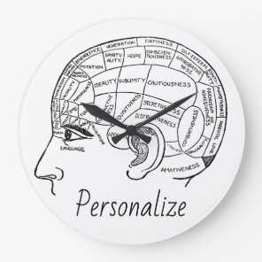 Psychology vintage phrenology psychiatry brain  large clock