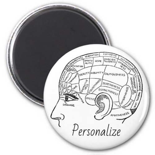 Psychology vintage phrenology psychiatry brain  magnet