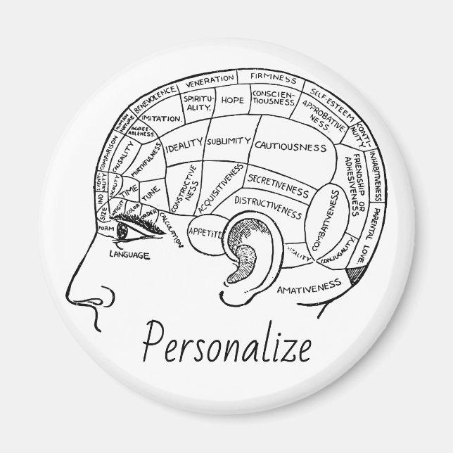 Psychology vintage phrenology psychiatry brain  magnet (Front)