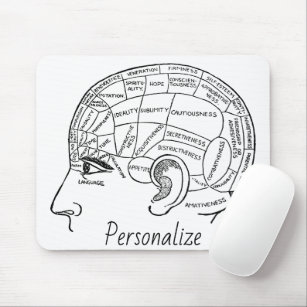 Psychology vintage phrenology psychiatry brain  mouse pad