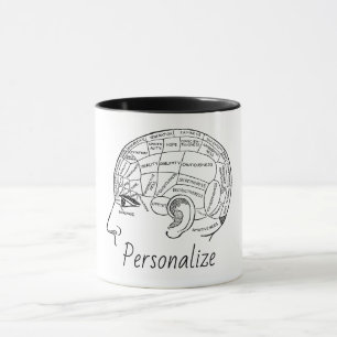 Psychology vintage phrenology psychiatry brain mu mug