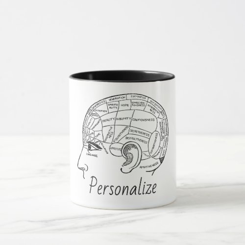 Psychology vintage phrenology psychiatry brain  mu mug