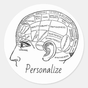 Psychology vintage phrenology psychiatry brain  st classic round sticker