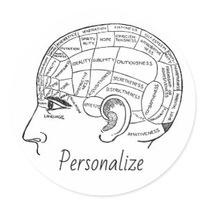 Psychology vintage phrenology psychiatry brain  st classic round sticker