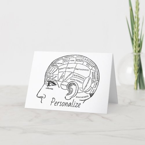 Psychology vintage phrenology psychiatry brain  thank you card