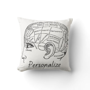 Psychology vintage phrenology psychiatry brain   throw pillow