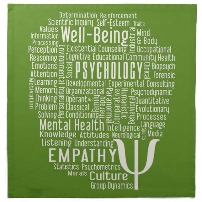 PSYCHOLOGY Word Cloud custom color cloth napkins (Front)