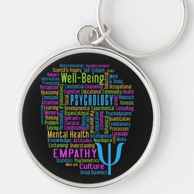 PSYCHOLOGY Word Cloud custom color key chain (Front)