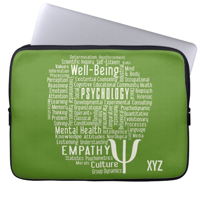 PSYCHOLOGY Word Cloud custom color laptop sleeves (Front)