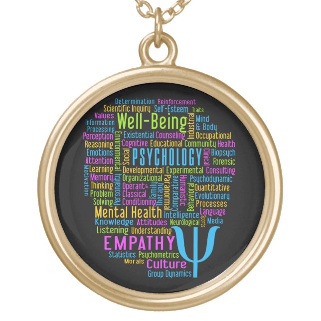 PSYCHOLOGY Word Cloud custom color necklace (Front)