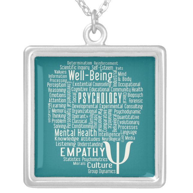 PSYCHOLOGY Word Cloud custom color necklace (Front)