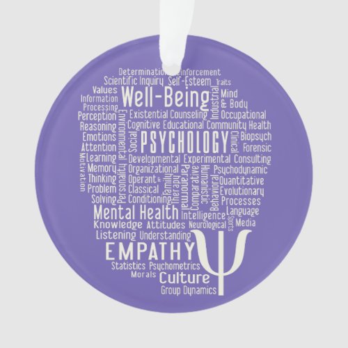 PSYCHOLOGY Word Cloud custom color ornament