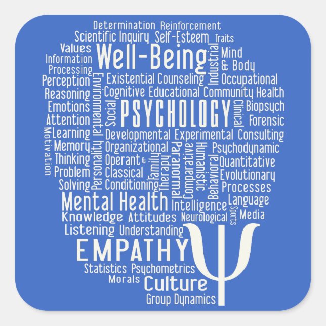 PSYCHOLOGY Word Cloud custom color stickers (Front)