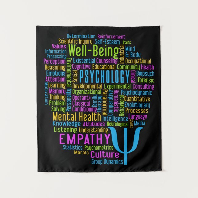 PSYCHOLOGY Word Cloud custom color Tapestry (Front)