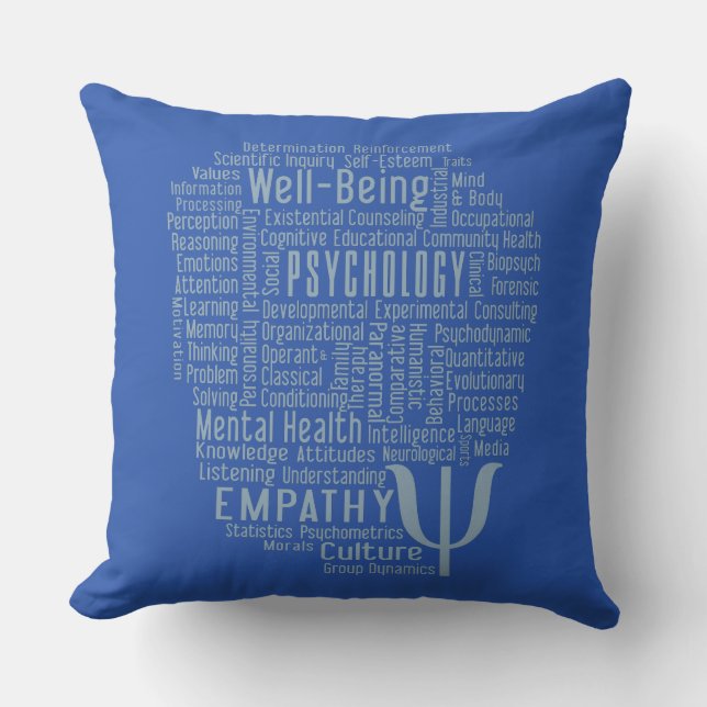 PSYCHOLOGY Word Cloud custom color throw pillow (Front)