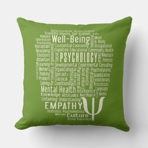 PSYCHOLOGY Word Cloud custom color throw pillow