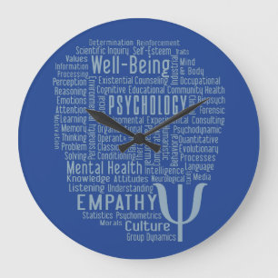 PSYCHOLOGY Word Cloud custom color wall clock