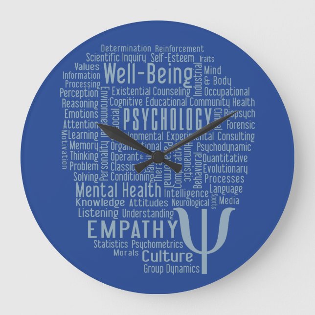 PSYCHOLOGY Word Cloud custom color wall clock (Front)