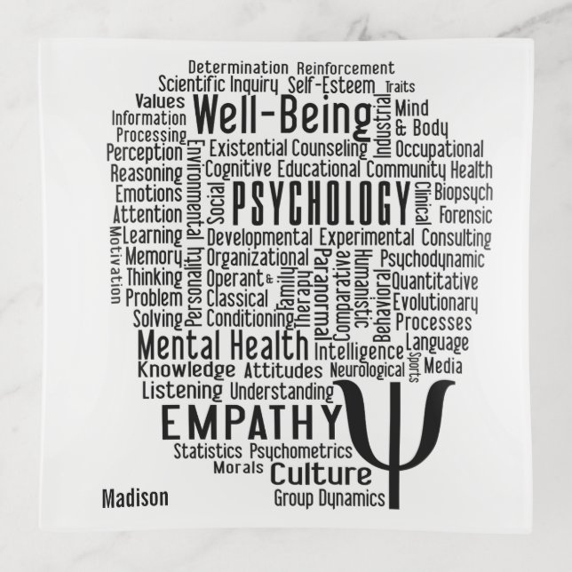 PSYCHOLOGY Word Cloud custom name Trinket Tray (Front)