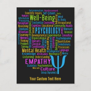 PSYCHOLOGY Word Cloud custom postcard