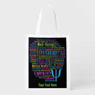 PSYCHOLOGY Word Cloud custom reusable bag