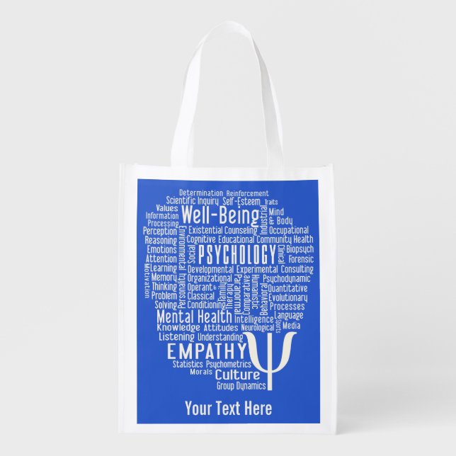 PSYCHOLOGY Word Cloud custom reusable bag (Front)
