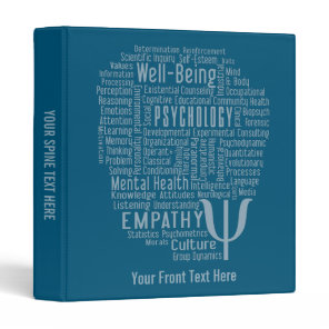 PSYCHOLOGY Word Cloud custom text & color 3 Ring Binder